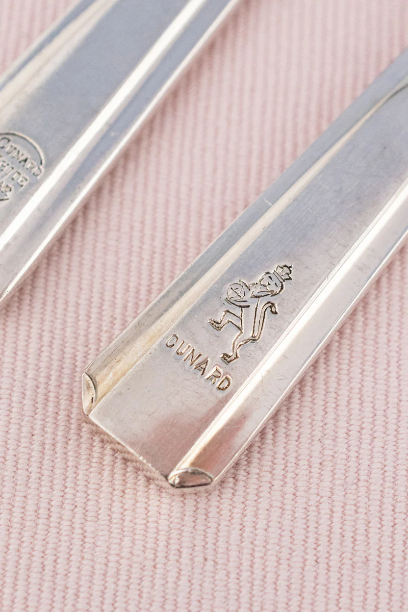 Vintage Silverplate Cunard White Star Line Fork & Knife Set - Image 13